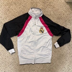 Real Madrid Soccer Football Club Full Zip Jacket White Black Pink